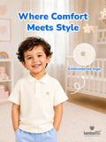 Boys Bamboo Fabric Cream Polo T-Shirt