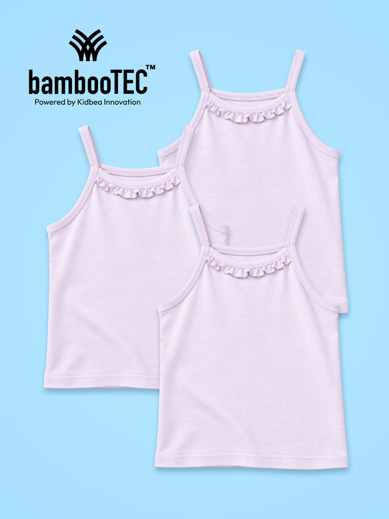 BambooTEC™ Girls Camisole Pack of 3 – Lavender Ruffle Strap Tops