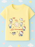 Kidbea Girls Cotton T-Shirt | Cute Hello Kitty Cartoon Print | Soft & Breathable | Casual Summer Wear for Toddlers & Kids Yellow