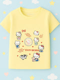Girls Cotton T-Shirt | Cute Hello Kitty Cartoon Print | Soft & Breathable | Casual Summer Wear for Toddlers & Kids Yellow