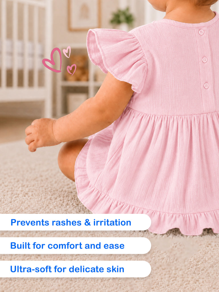 Light  Organic cotton  Charming Pink Girls Frock | Pink