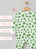 Organic cotton Leaf Print Romper/Bodysuit - Green