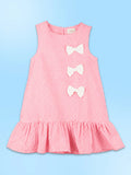 Girls Cotton Gingham Frock – Pink Check Dress with Bow Details