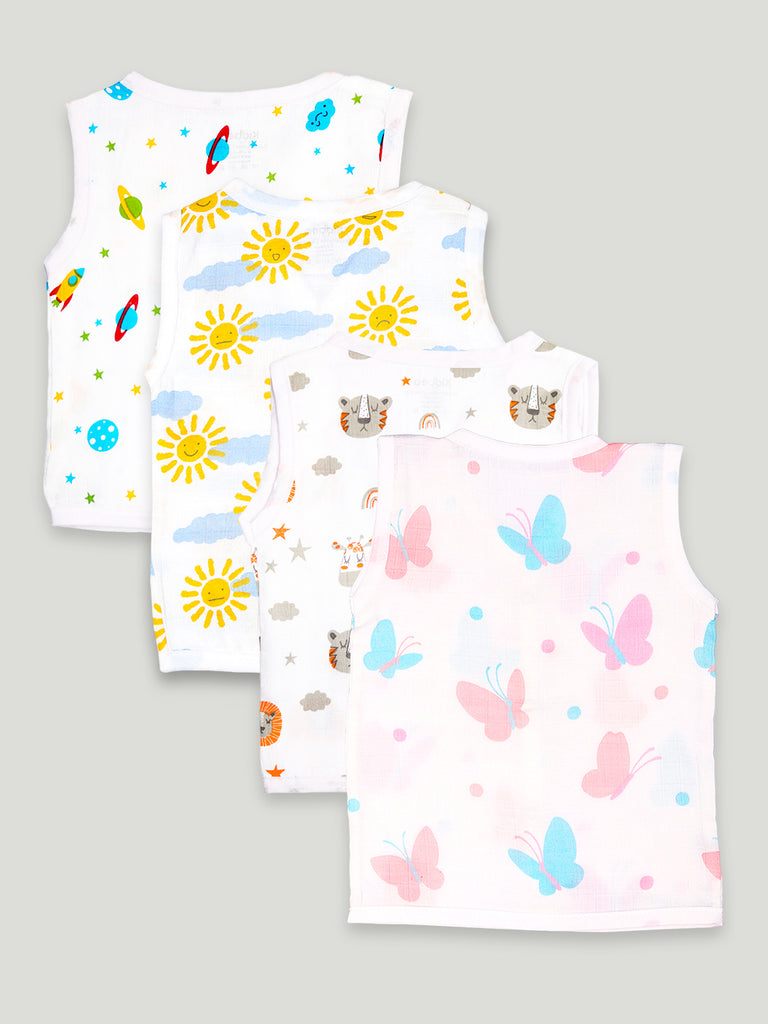 Extra Soft Muslin Cotton Jhabla Cloth for Baby | Space, Sun, Tiger and Butterfly Print | Print May Vary