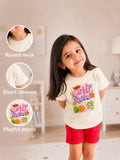 Bamboo Fabric Girls Half Sleeve T-Shirt Pack of 3 – Be Happy, Girls Rule & Donut Graphic Print Soft Summer Tee Set