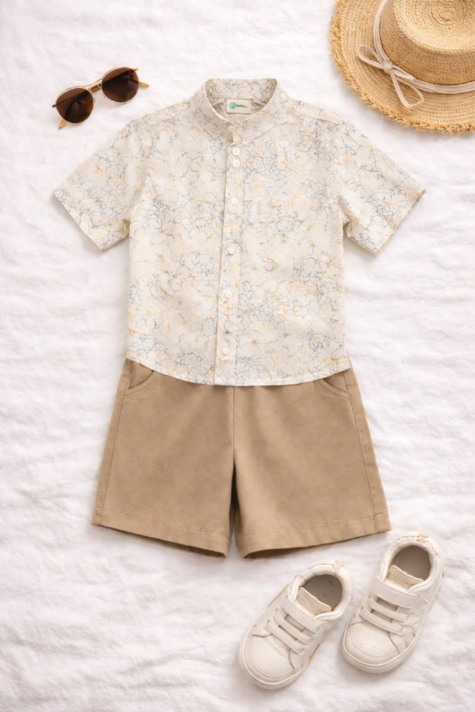 Baby Boy Printed Half Sleeve Shirt & Shorts Set | 100% Organic Cotton