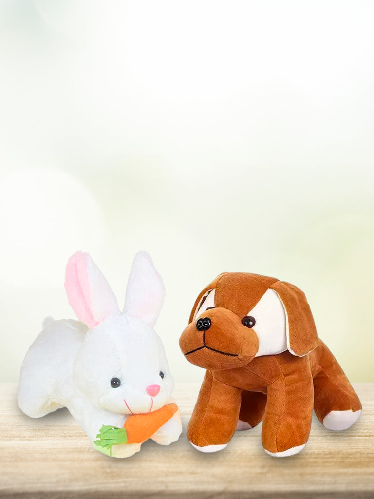 Kidbea Rabbit & Dog Soft Toy, Suitable for Boys, Girls and Kids, Super-Soft, Safe, 30 cm.