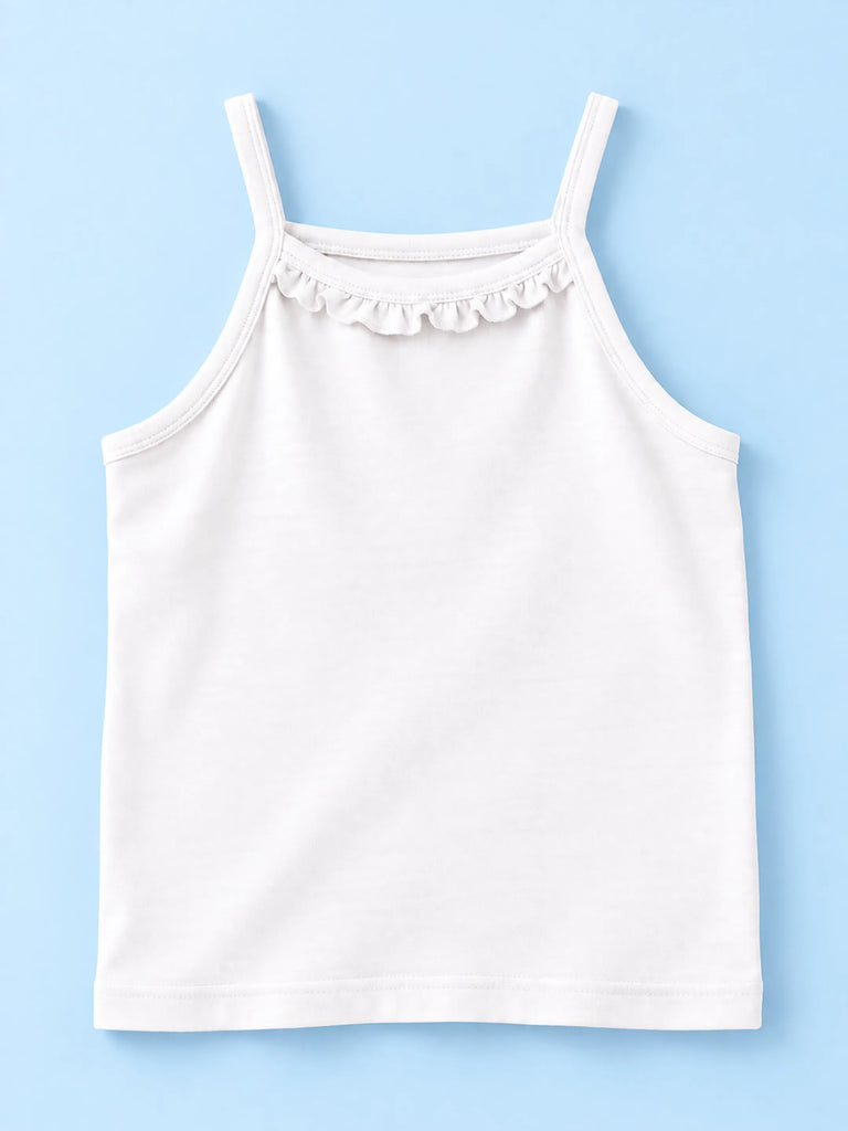 BambooTEC™ Girls Camisole Pack of 4 – White Ruffle Tops