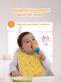 Organic Cotton Baby Bib Pack of 4 – Lemon, White Dog, Flower & Bow Print, Feeding & Drool Bibs