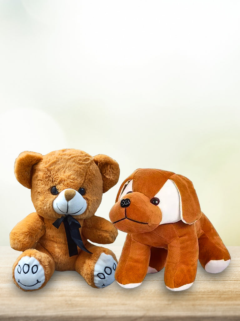Kidbea Teddy & Puppy Soft Toy, Suitable for Boys, Girls and Kids, Super-Soft, Safe, 30 cm.