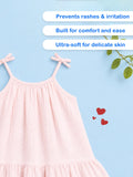 Organic Cotton Girls Sleeveless Summer Dress with Ruffle Hem - Pink