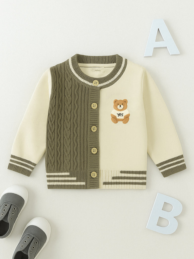 Organic Cotton Baby Winter Cardigan | Soft Knitted Bear Sweater