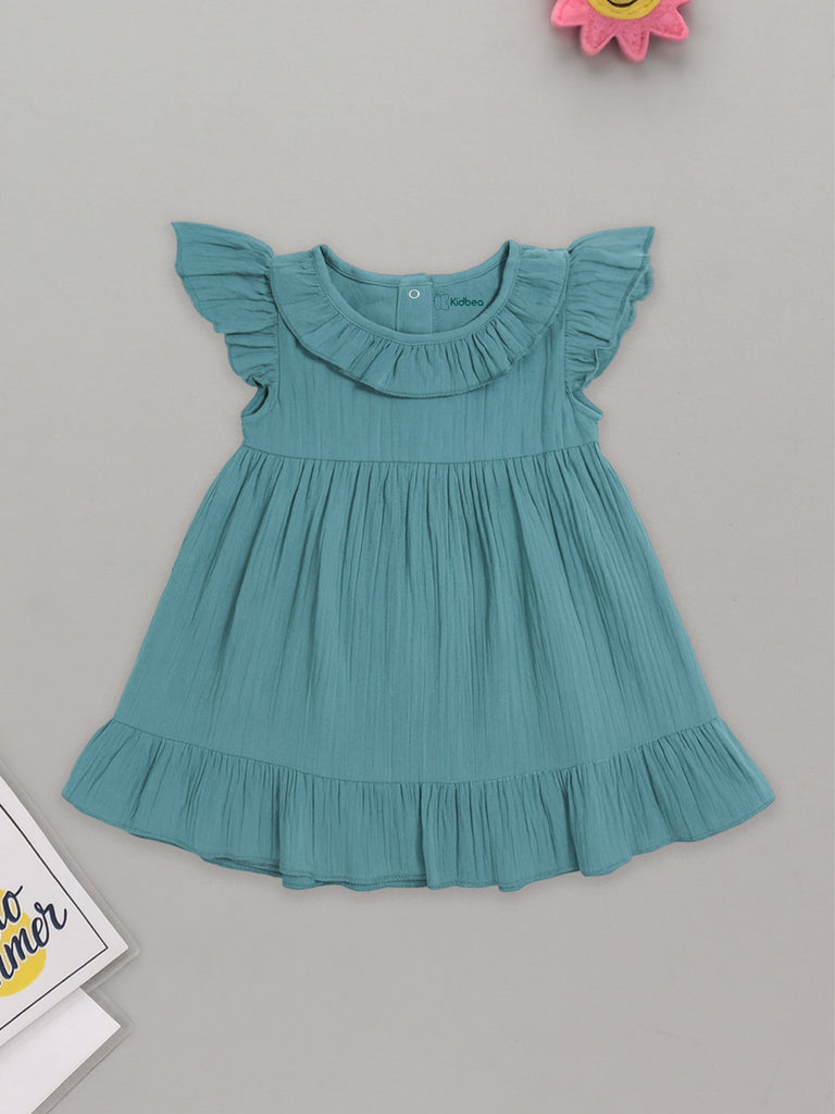 Light Linen Charming Teal Frock | Elegant & Comfortable