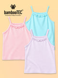 BambooTEC™ Girls Camisole Pack of 3 – Pink, Blue & Lavender Ruffle Strap Tops