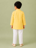 Boys Yellow Kurta & White Pajama Set – Traditional Ethnic Festive Wear