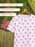 Organic Cotton Unisex Kids Co-ord Set Pack of 2 – Soft Breathable Heart & Leaf Print T-Shirt & Shorts Set