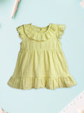 Light Organic Cotton Charming Olive Green Girls Frock | Olive Green
