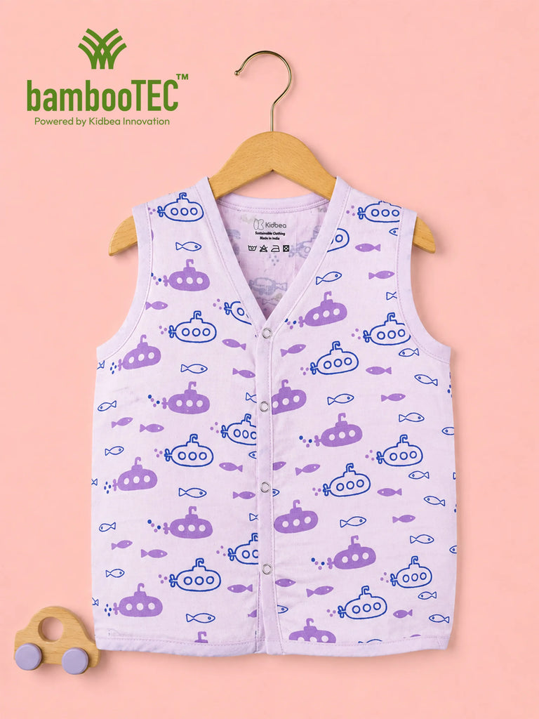 BambooTEC™ Bamboo Muslin Baby Jhabla – Submarine & Fish Print