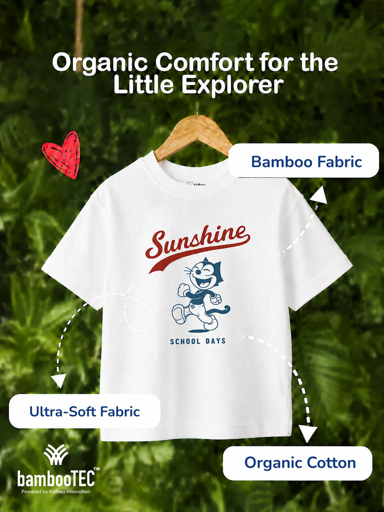 Unisex Bamboo Fabric White Sunshine Print Oversized T-Shirt