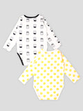 Kidbea 100% Organic cotton baby Pack of 2 onesies Unisex |Cup and Pretzel