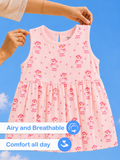 BambooTEC™ Bamboo Muslin Baby Frock – Pink Duck Print, Soft & Breathable Dress