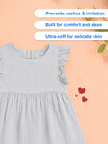 Organic Cotton Girls Flutter Sleeve A-Line Dress - Light Grey