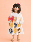 Light Organic Cotton White Printed Full Sleeve Frock Dress