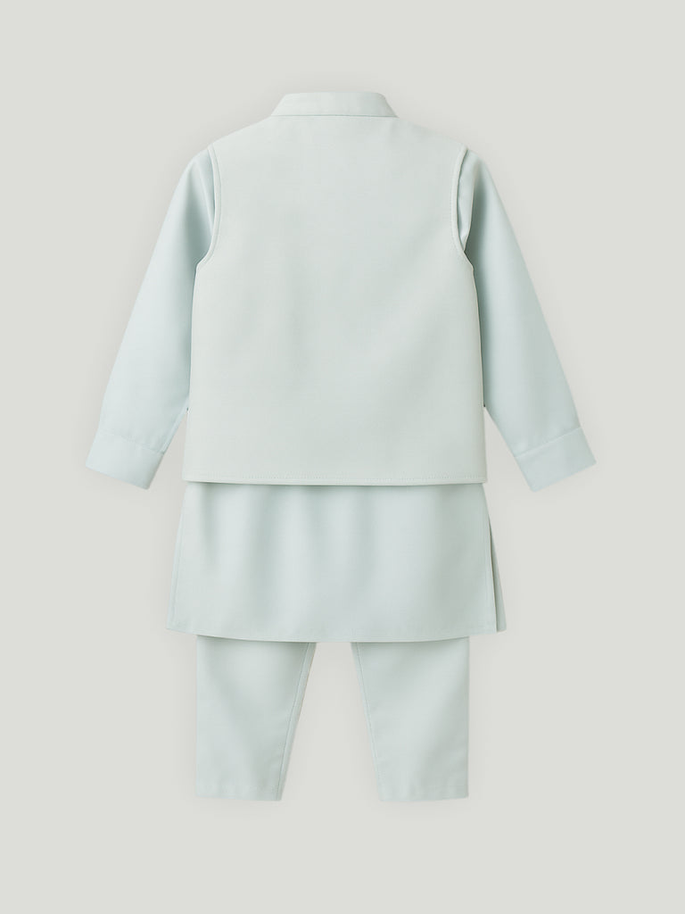 Kidbea Boys Ethnic Wear Set | Kurta Pajama with Stylish Nehru Jacket | Festive Traditional Outfit for Kids | Light blue