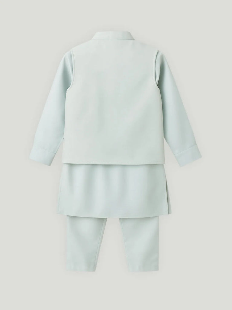 Boys Ethnic Wear Set | Kurta Pajama with Stylish Nehru Jacket | Festive Traditional Outfit for Kids | Light blue