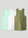 Bamboo Vest for Kids Pack of 3 ( mint Green & White & Olive Green) – Soft, Breathable & innerwear