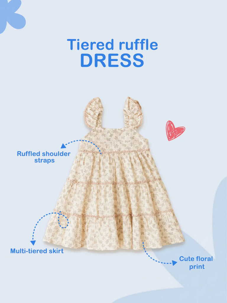 Girls Sleeveless Ruffle Floral Dress | Organic Cotton Summer Frock