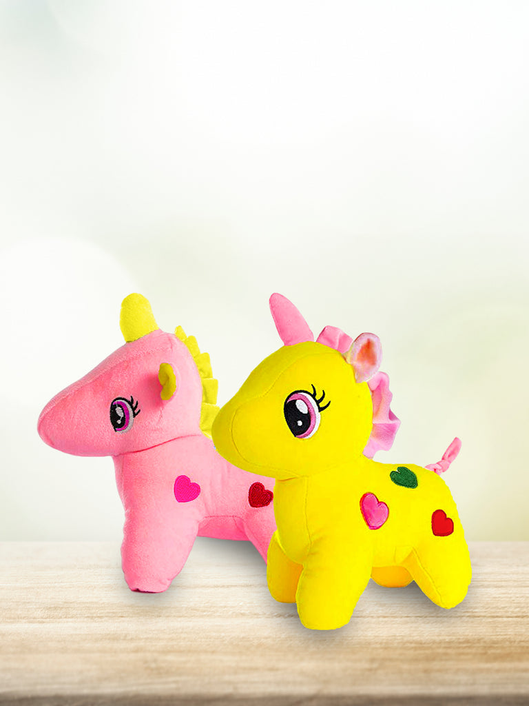 Kidbea Unicorn Pink & Yellow Soft Toy, Suitable for Boys, Girls and Kids, Super-Soft, Safe, 30 cm.
