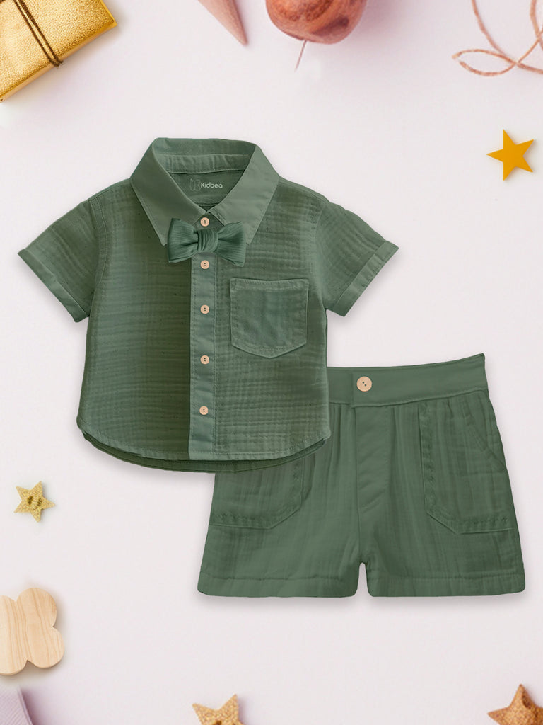 Light Linen Co-Ord Set Pack of 3 | Stylish & Comfortable Wear for Kids (Green, Rust & Grey)