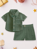 Light Linen Co-Ord Set Pack of 3 | Stylish & Comfortable Wear for Kids (Green, Rust & Grey)