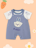 Kidbea Unisex Dungaree Set for Infant Baby | Cute Rabbit Design Overalls with T-Shirt | Purple