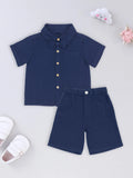 Light Organic Cotton Shirt & Pant Navy Blue Co-ord Set