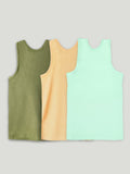 Bamboo Vest for Kids Pack of 3 (Olive Green & Peach & Mint Green) – Soft, Breathable & innerwear