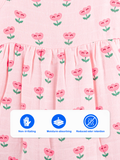 BambooTEC™ Bamboo Muslin Baby Frock – Pink Flower Print, Soft & Breathable Dress