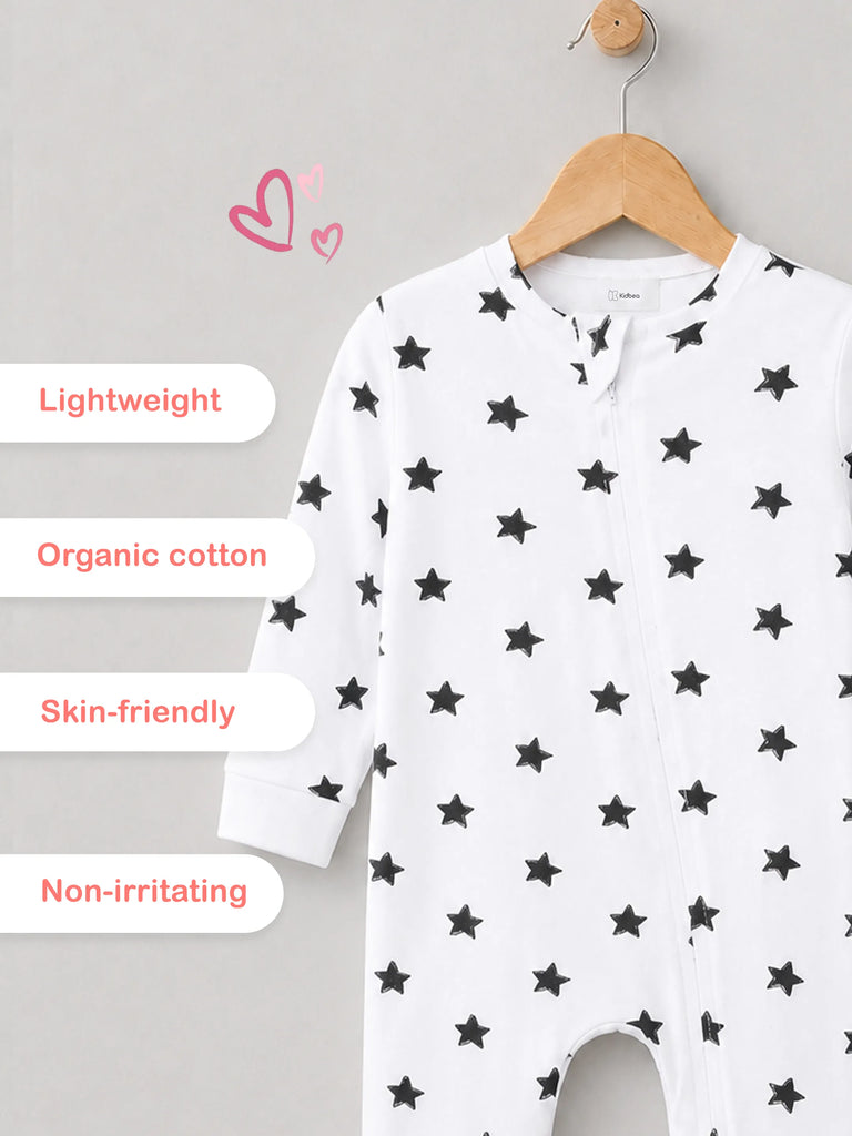 Organic cotton Star Print Romper/Bodysuit - Black
