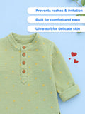 Organic Cotton Boys Mandarin Collar Full Sleeve Shirt - Sage Green