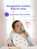 Organic Cotton Baby Bib Pack of 4 – Football, Blue Dog, Cherry & Flower Print, Feeding & Drool Bibs