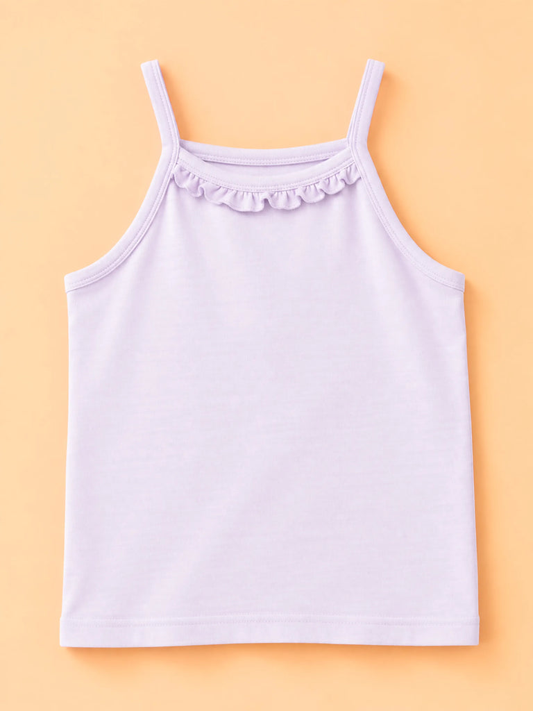 BambooTEC™ Girls Camisole Pack of 2 – Grey & Lavender Ruffle Strap Tops