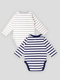 Kidbea 100% Organic cotton baby Pack of 2 onesies Unisex |  Strips - Grey and  Strips - Blue