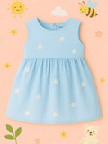 Kidbea Baby Girl Party/Birthday Dress | Sleeveless Stylish Frock with White Heart Embroidery & Tulle Layer | Ideal for Toddlers & Infants Blue