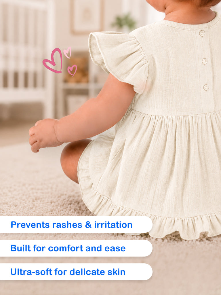 Light  Organic cotton Off White Angel Frock | Elegant & Comfortable