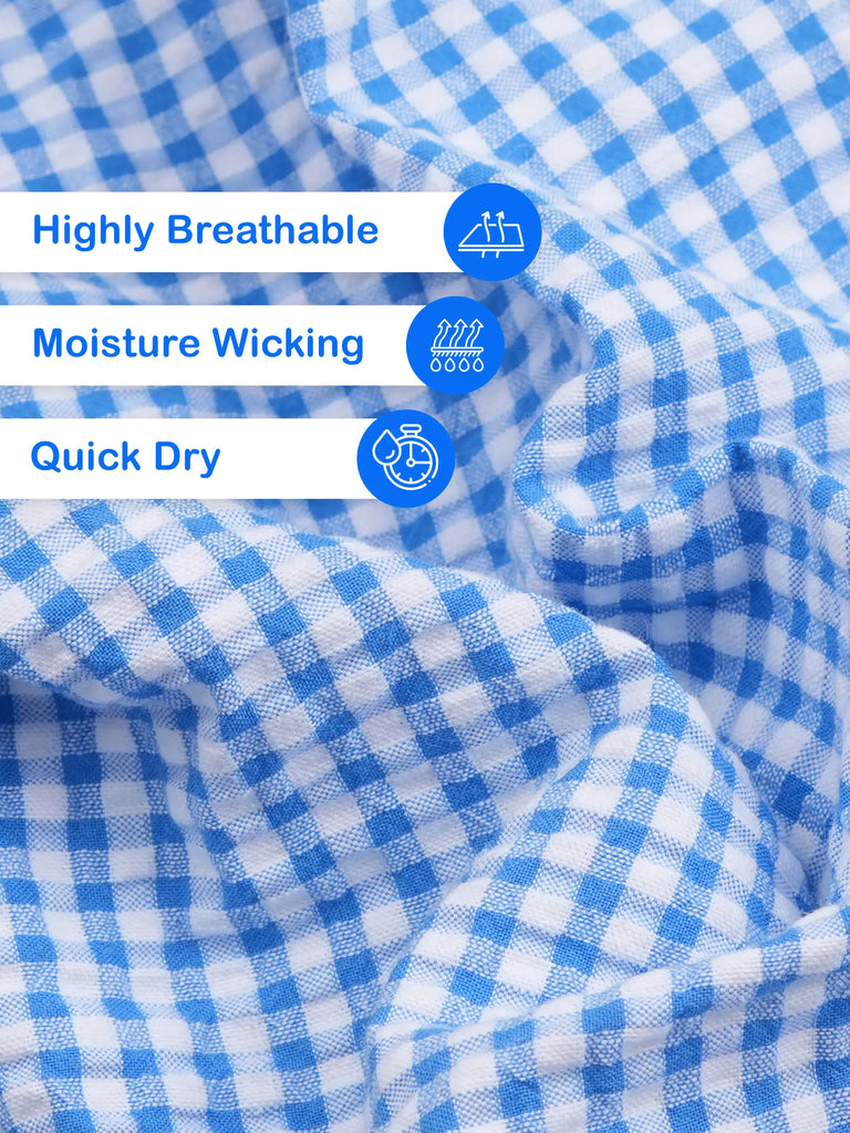 Boys Cotton Blue Gingham Check Shirt