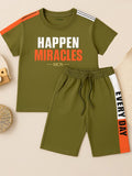 Kidbea Boys Cotton T-Shirt and Shorts Set | Summer Co-Ord Outfit for Kids | Olive Green