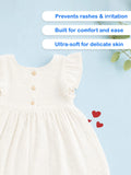 Organic Cotton Girls Flutter Sleeve A-Line Dress - White