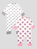 Kidbea 100% Organic Cotton Romper Bodysuit Jumpsuit Combo 2 Designs Color elephant and flower Printed 9-12 Month