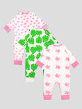 Kidbea 100% Organic Cotton Romper Bodysuit Jumpsuit Combo 5 Designs Colorflower elephant heart dog star Printed